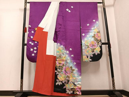 平和屋着物●豪華振袖　草花文　金銀彩　金通し地　正絹　逸品　AABG2820ph