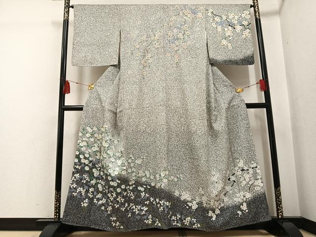 平和屋着物●訪問着　枝花文　たたき染め　さが美扱い　正絹　逸品　未使用　AABG2821ph