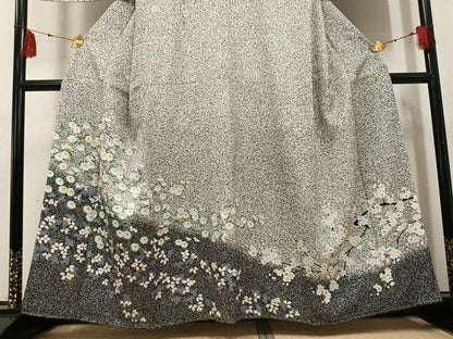 平和屋着物●訪問着　枝花文　たたき染め　さが美扱い　正絹　逸品　未使用　AABG2821ph