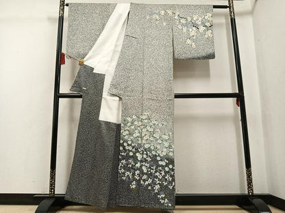 平和屋着物●訪問着　枝花文　たたき染め　さが美扱い　正絹　逸品　未使用　AABG2821ph
