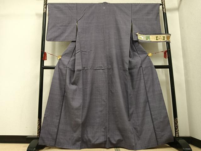 平和屋着物●草木染結城玉紬　色無地　胡桃染色　結織苑　証紙付き　正絹　逸品　AABG2824ph