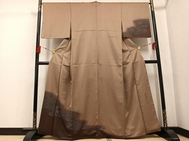 平和屋着物●染色作家　斉藤三才　訪問着　流水文　暈し染め　正絹　逸品　未使用　AABG2827ph