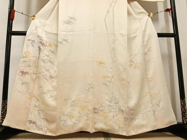 平和屋着物●訪問着　手描き　飛鳥葡萄蔦の葉文　正絹　逸品　AABG2830ph