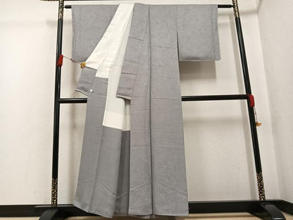 平和屋着物●上質な色無地 堅牢染 辻が花地紋 茶鼠色 鈴乃屋扱い 正絹 逸品 未使用 AABG2835ph