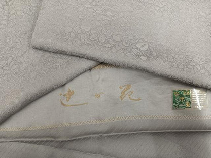 平和屋着物●上質な色無地 堅牢染 辻が花地紋 茶鼠色 鈴乃屋扱い 正絹 逸品 未使用 AABG2835ph