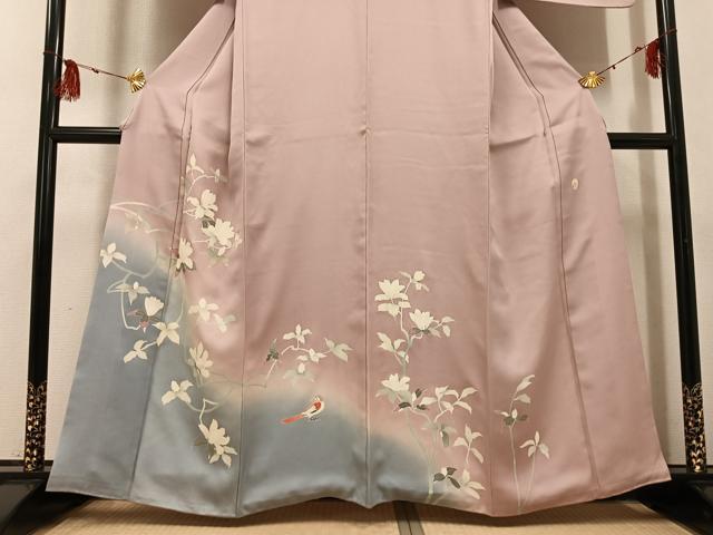 平和屋着物●訪問着 友禅 作家物 花鳥文 暈し染め 正絹 逸品 AABG2837ph