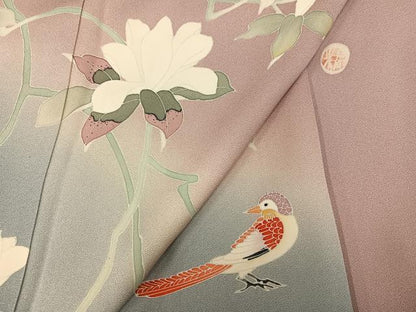 平和屋着物●訪問着 友禅 作家物 花鳥文 暈し染め 正絹 逸品 AABG2837ph