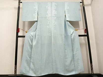 平和屋着物●上質な色無地 南天地紋 蕎麦切色 正絹 逸品 AABG2846ph