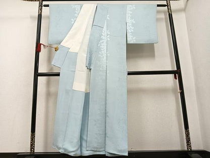 平和屋着物●上質な色無地 南天地紋 蕎麦切色 正絹 逸品 AABG2846ph