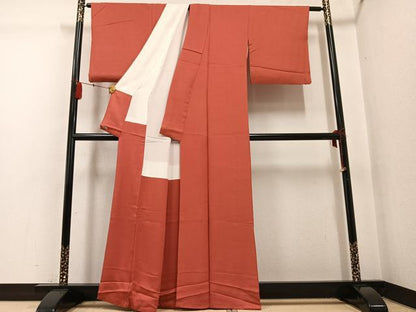 平和屋着物●上質な色無地 作家物 浅緋色 三越扱い 正絹 逸品 AABG2851ph