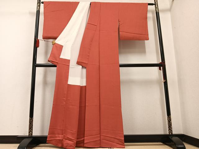 平和屋着物●上質な色無地 作家物 浅緋色 三越扱い 正絹 逸品 AABG2851ph