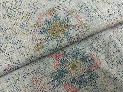 平和屋着物●結城紬　花尽くし　正絹　逸品　AABG2853ph