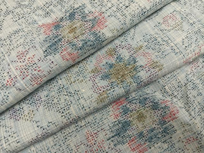 平和屋着物●結城紬　花尽くし　正絹　逸品　AABG2853ph