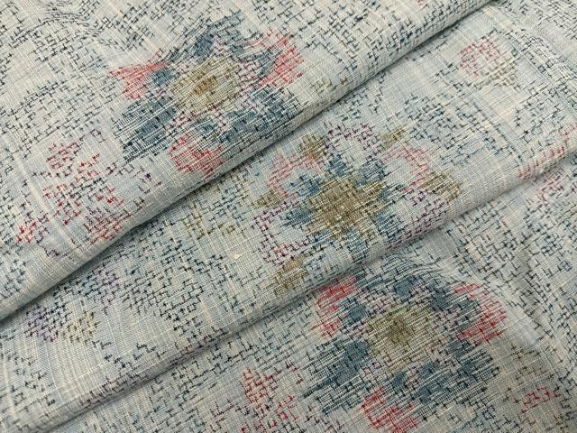 平和屋着物●結城紬　花尽くし　正絹　逸品　AABG2853ph