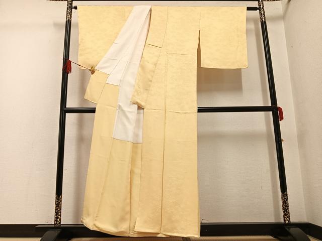 平和屋着物●上質な色無地 松地紋 蜂蜜色 正絹 逸品 AABG2860ph