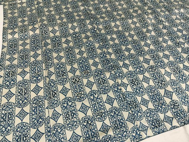 平和屋着物●上質な小紋 藍 幾何学文様 正絹 逸品 AABG2863ph