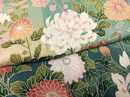 平和屋着物●豪華振袖　友禅　草花文　暈し染め　正絹　逸品　AABG2864ph
