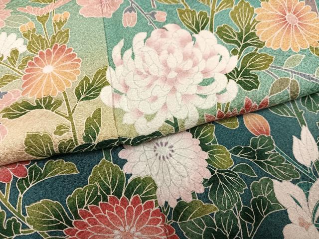 平和屋着物●豪華振袖　友禅　草花文　暈し染め　正絹　逸品　AABG2864ph