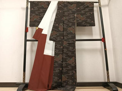 平和屋着物●本場大島紬 一元7マルキ 総絣 花筏文 正絹 逸品 AABG2868ph