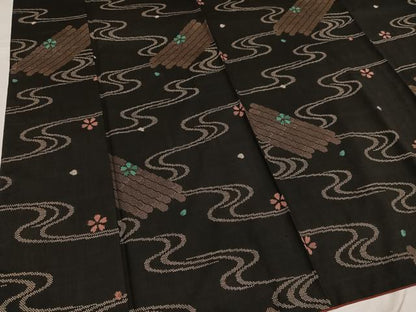 平和屋着物●本場大島紬 一元7マルキ 総絣 花筏文 正絹 逸品 AABG2868ph