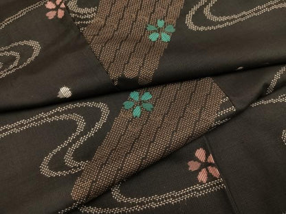 平和屋着物●本場大島紬 一元7マルキ 総絣 花筏文 正絹 逸品 AABG2868ph