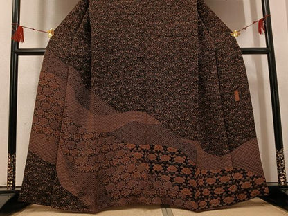 平和屋着物●訪問着 型染め 花青海波 鬼しぼ縮緬 正絹 逸品 AABG2869ph