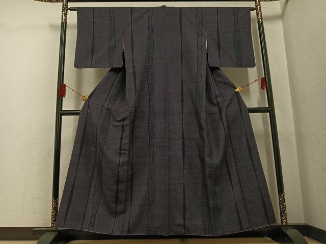 平和屋着物▼結城紬 間道 正絹 逸品 AABG2870ph