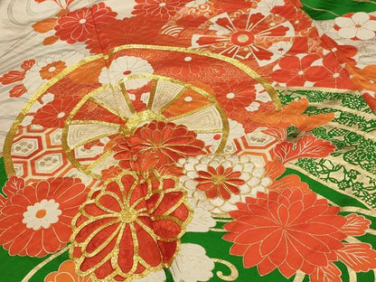 平和屋着物■豪華振袖　駒刺繍　流水花文　金彩　正絹　逸品　AABG2886st
