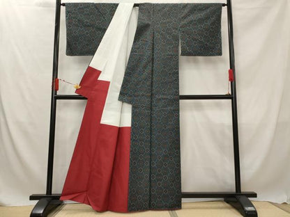 平和屋着物■上質な紬 天井花文 正絹 逸品 未使用 AABG2897st