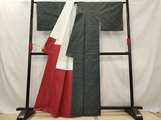 平和屋着物■上質な紬 天井花文 正絹 逸品 未使用 AABG2897st