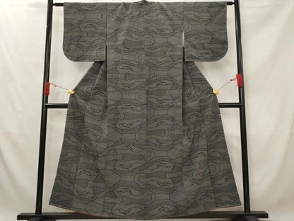 平和屋着物■上質な小紋 幾何学文様 正絹 逸品 AABG2899st