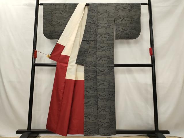 平和屋着物■上質な小紋 幾何学文様 正絹 逸品 AABG2899st