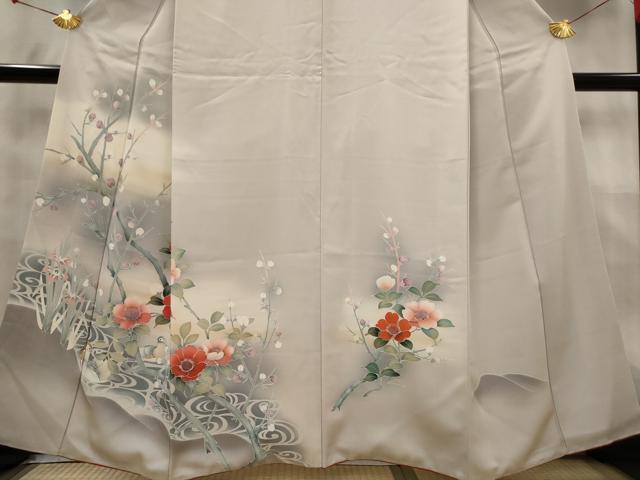 平和屋着物■訪問着　流水花鳥文　暈し染め　金糸　正絹　逸品　AABG2905st