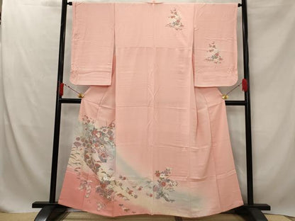 平和屋着物■訪問着　流水花鳥文　暈し染め　金彩　正絹　逸品　AABG2909st