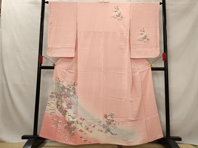 平和屋着物■訪問着　流水花鳥文　暈し染め　金彩　正絹　逸品　AABG2909st