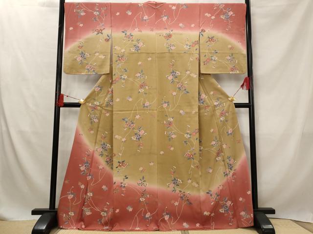 平和屋着物■訪問着　草花文　暈し染め　金彩　正絹　逸品　AABG2912st