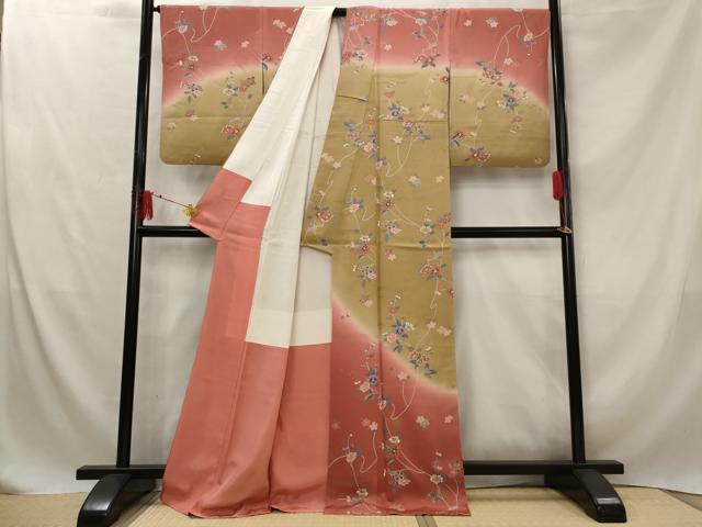 平和屋着物■訪問着　草花文　暈し染め　金彩　正絹　逸品　AABG2912st