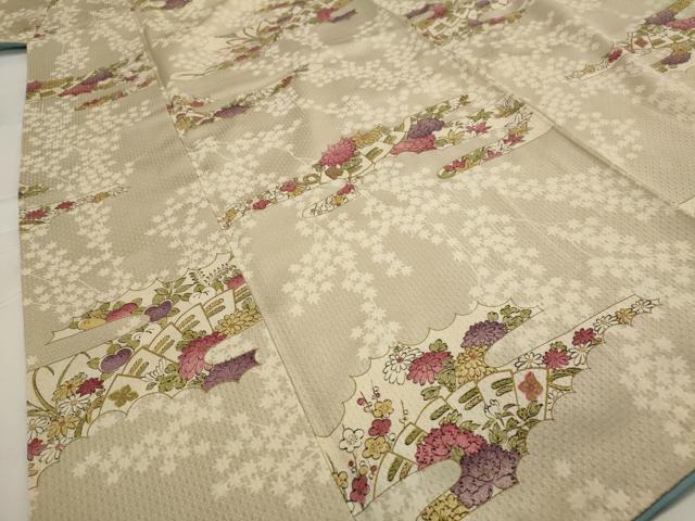 平和屋着物■上質な小紋 雲取り花文 金彩 正絹 逸品 AABG2917st