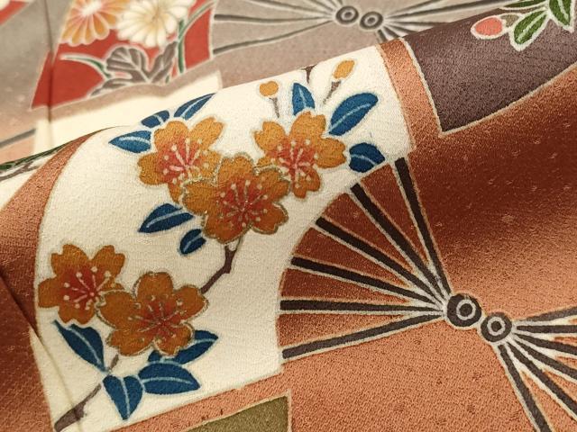 平和屋着物■訪問着　扇繋文様　暈し染め　金彩　正絹　逸品　AABG2918st