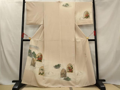 平和屋着物■訪問着 作家物 風景花文 暈し染め 金銀彩 正絹 逸品 AABG2933st