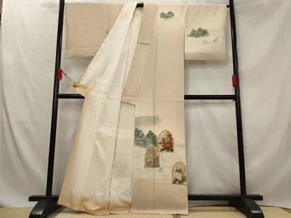 平和屋着物■訪問着 作家物 風景花文 暈し染め 金銀彩 正絹 逸品 AABG2933st