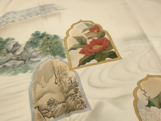 平和屋着物■訪問着 作家物 風景花文 暈し染め 金銀彩 正絹 逸品 AABG2933st