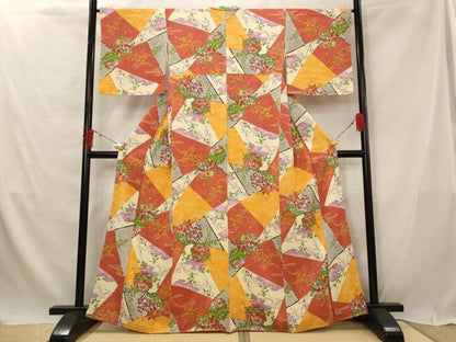 平和屋着物■上質な小紋　切嵌花丸文　正絹　逸品　未使用　AABG2950st