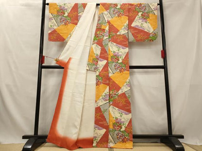 平和屋着物■上質な小紋　切嵌花丸文　正絹　逸品　未使用　AABG2950st