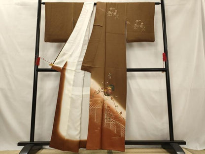 平和屋着物■訪問着 雪輪花文 暈し染め 金彩 正絹 逸品 AABG2952st
