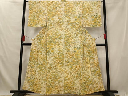 平和屋着物■上質な小紋 草花尽くし 鬼しぼ縮緬 正絹 逸品 AABG2953st