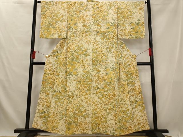 平和屋着物■上質な小紋 草花尽くし 鬼しぼ縮緬 正絹 逸品 AABG2953st