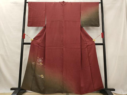 平和屋着物■訪問着 竹屋町刺繍 草花文 暈し染め 金銀糸 正絹 逸品 AABG2956st