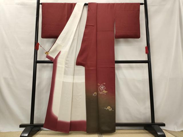 平和屋着物■訪問着 竹屋町刺繍 草花文 暈し染め 金銀糸 正絹 逸品 AABG2956st