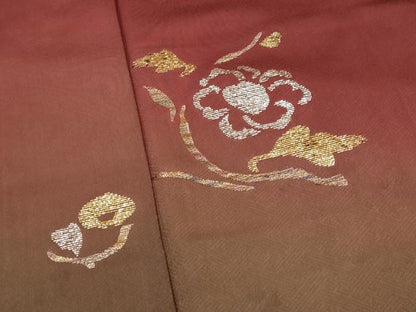 平和屋着物■訪問着 竹屋町刺繍 草花文 暈し染め 金銀糸 正絹 逸品 AABG2956st